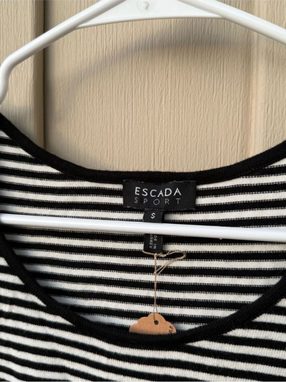 Escada Sport Y2K Black & White Striped Short Sleeve Scoop Neck Top - Picture 3 of 5